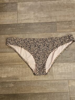 Shade & Shore Beige and Black Leopard Bikini Bottoms